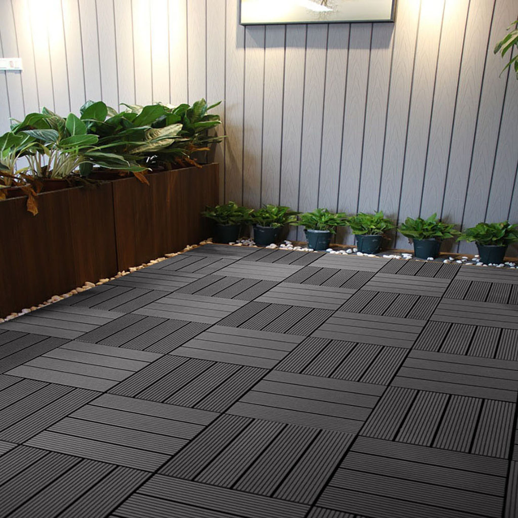 Grey DIY Wooden Composite Decking Tiles  Set of 11