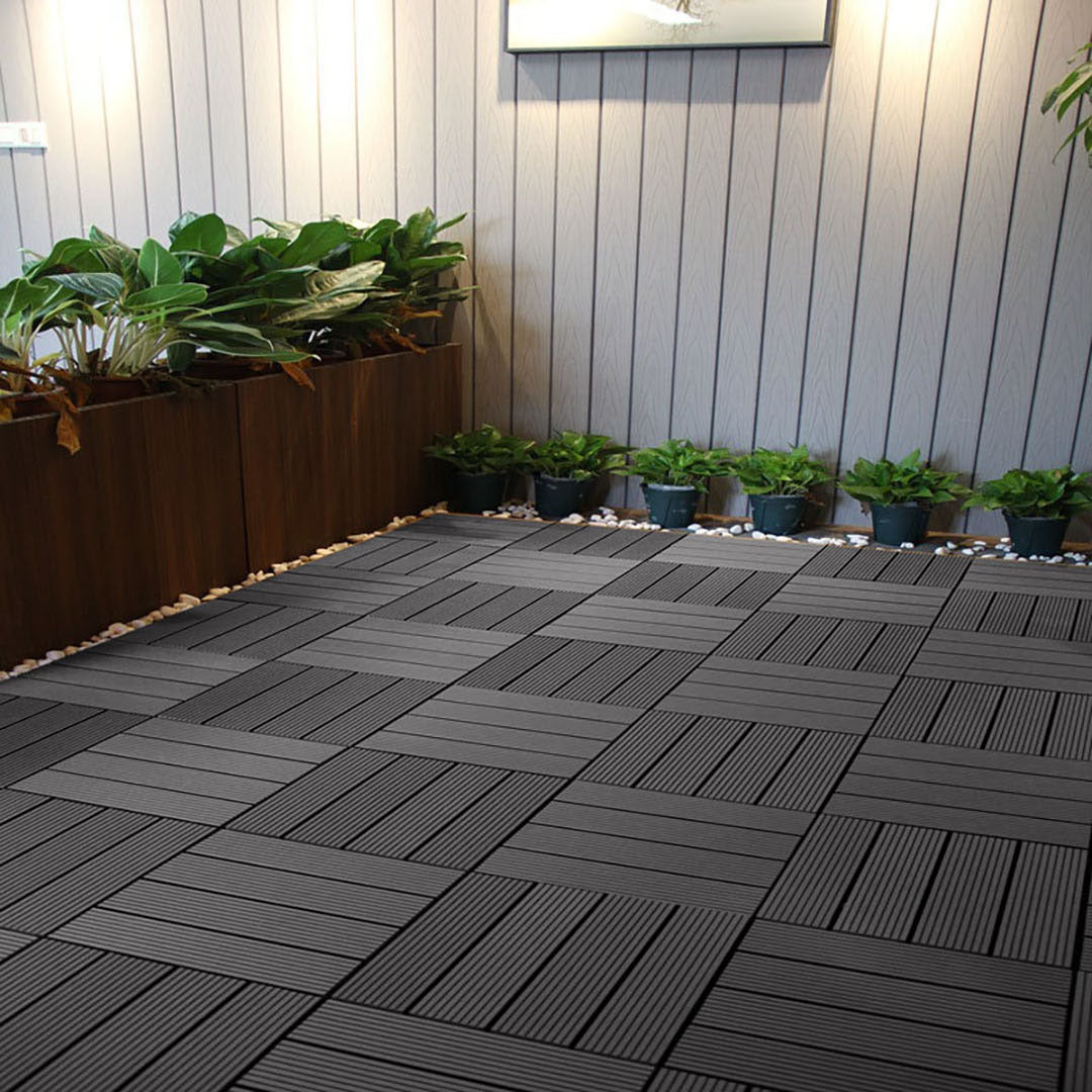 Grey DIY Wooden Composite Decking Tiles  Set of 11
