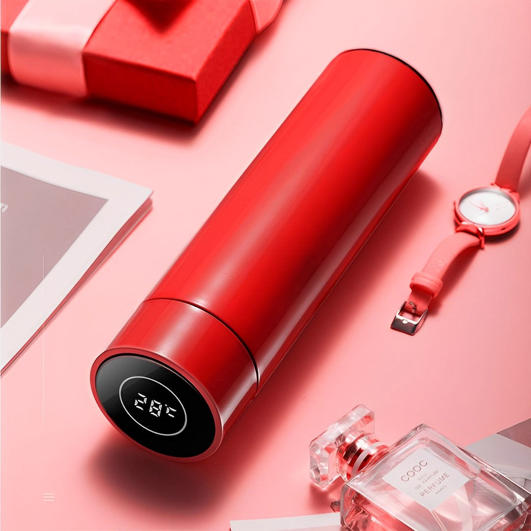500ML Smart Thermometer Bottle Vacuum Flask  Red