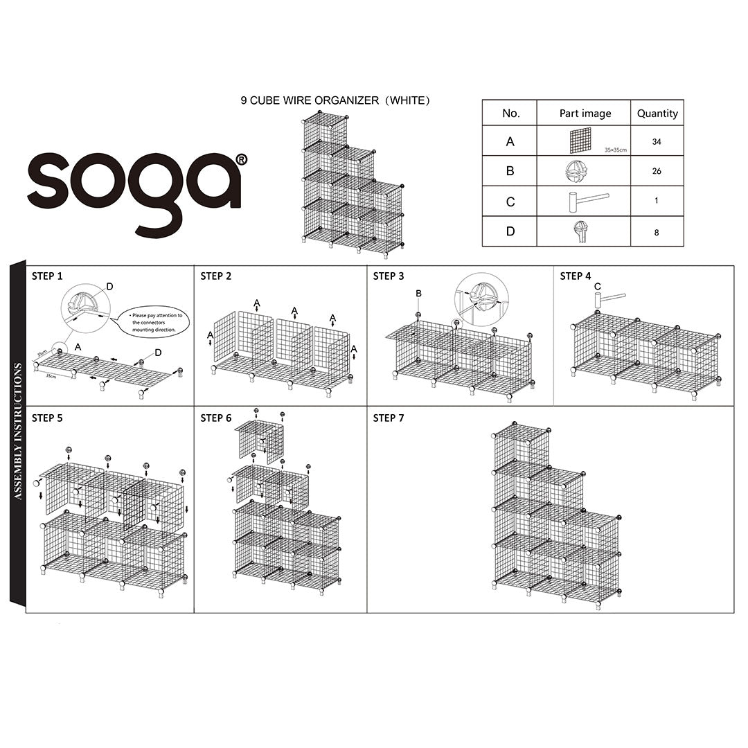 White Portable 9-Cube 3 Column Storage Organiser