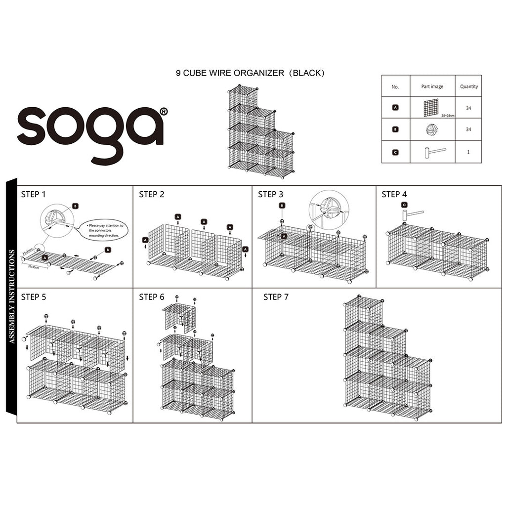Black Portable 9-Cube 3 Column Storage Organiser
