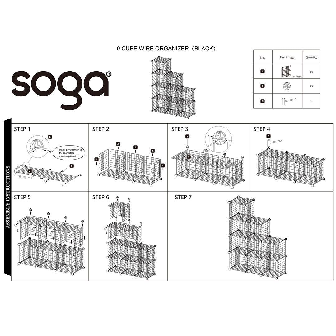Black Portable 9-Cube 3 Column Storage Organiser