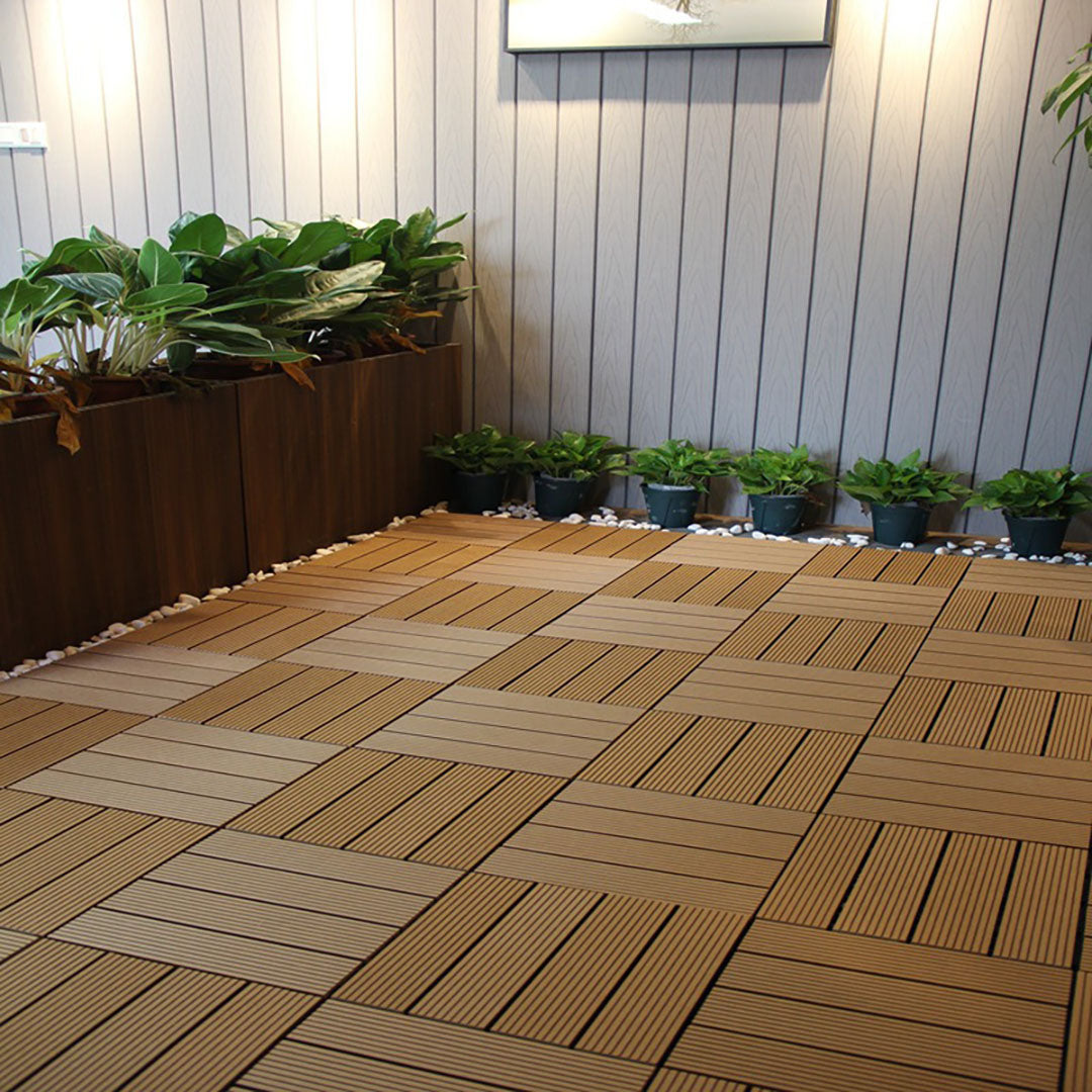 Coffee DIY Wooden Composite Decking Tiles  Set of 11