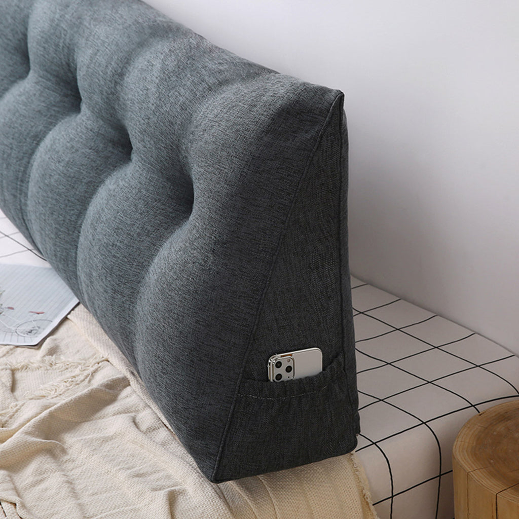 180cm Dark Grey Wedge Bed Cushion