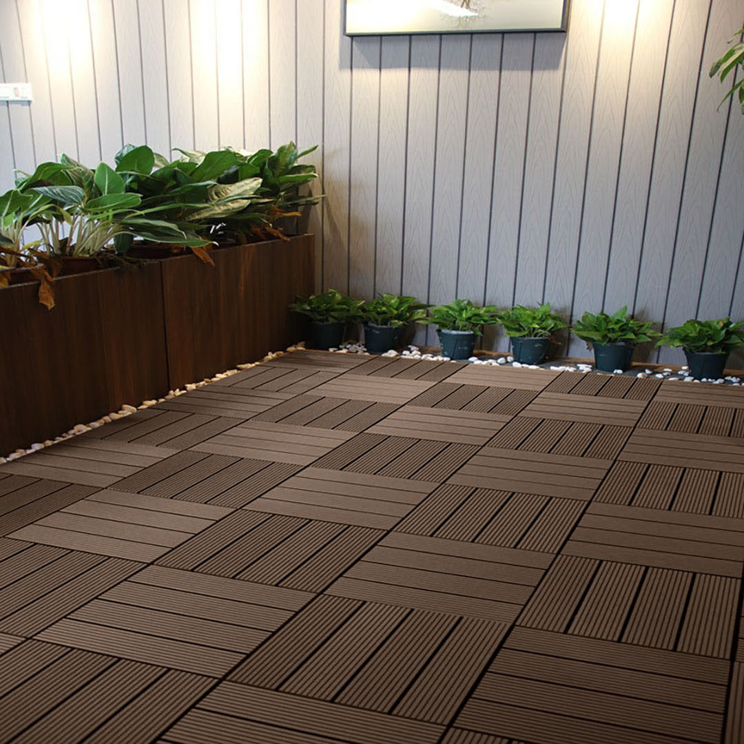 Dark Chocolate DIY Wooden Composite Decking Tiles  Set of 11