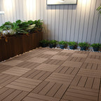 Light Chocolate DIY Wooden Composite Decking Tiles  Set of 11