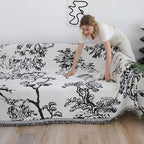 SOGA Two-seater White Sofa Cover Tree Print 180x260cm Polyester