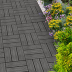 Dark Grey DIY Wooden Composite Decking Tiles  Set of 11