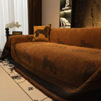 SOGA Four-seater Brown Sofa Cover Leopard Print 180x420cm Polyester