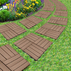 Light Chocolate DIY Wooden Composite Decking Tiles  Set of 11
