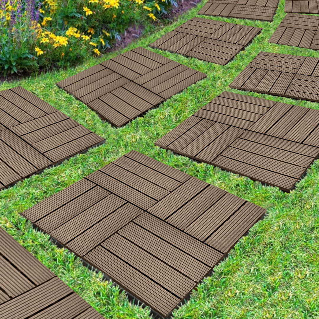 Dark Chocolate DIY Wooden Composite Decking Tiles  Set of 11