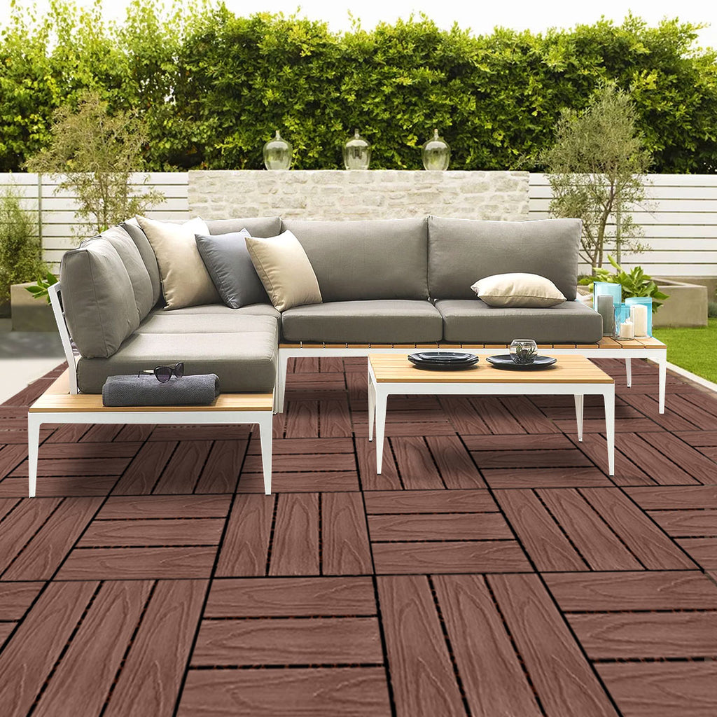 Dark Chocolate DIY Wooden Composite Decking Tiles  Set of 11