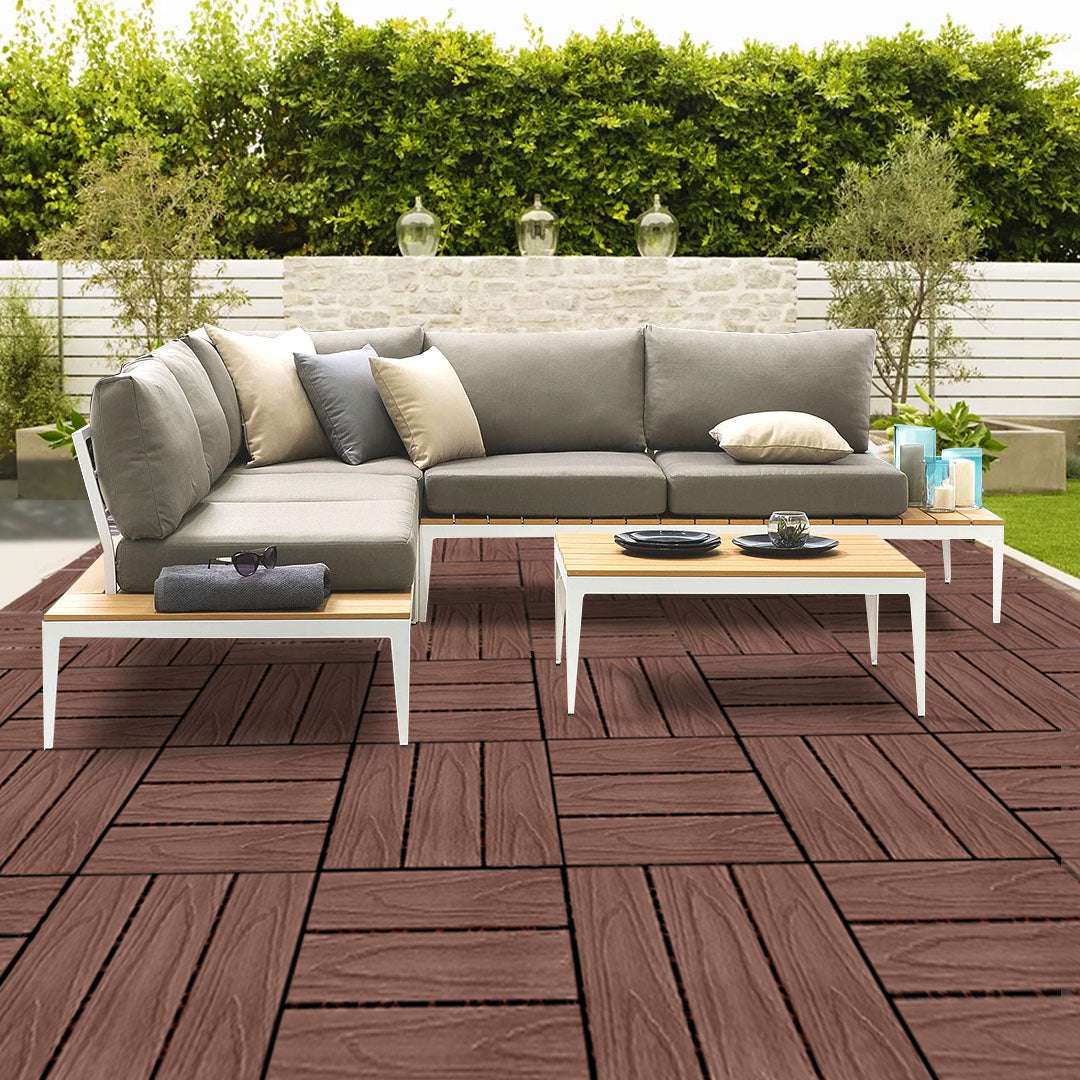 Dark Chocolate DIY Wooden Composite Decking Tiles  Set of 11