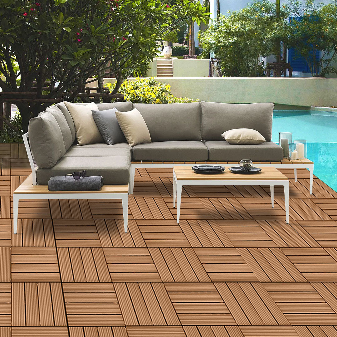 Coffee DIY Wooden Composite Decking Tiles  Set of 11