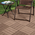 Light Chocolate DIY Wooden Composite Decking Tiles  Set of 11