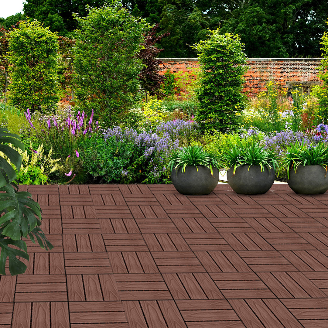 Dark Chocolate DIY Wooden Composite Decking Tiles  Set of 11