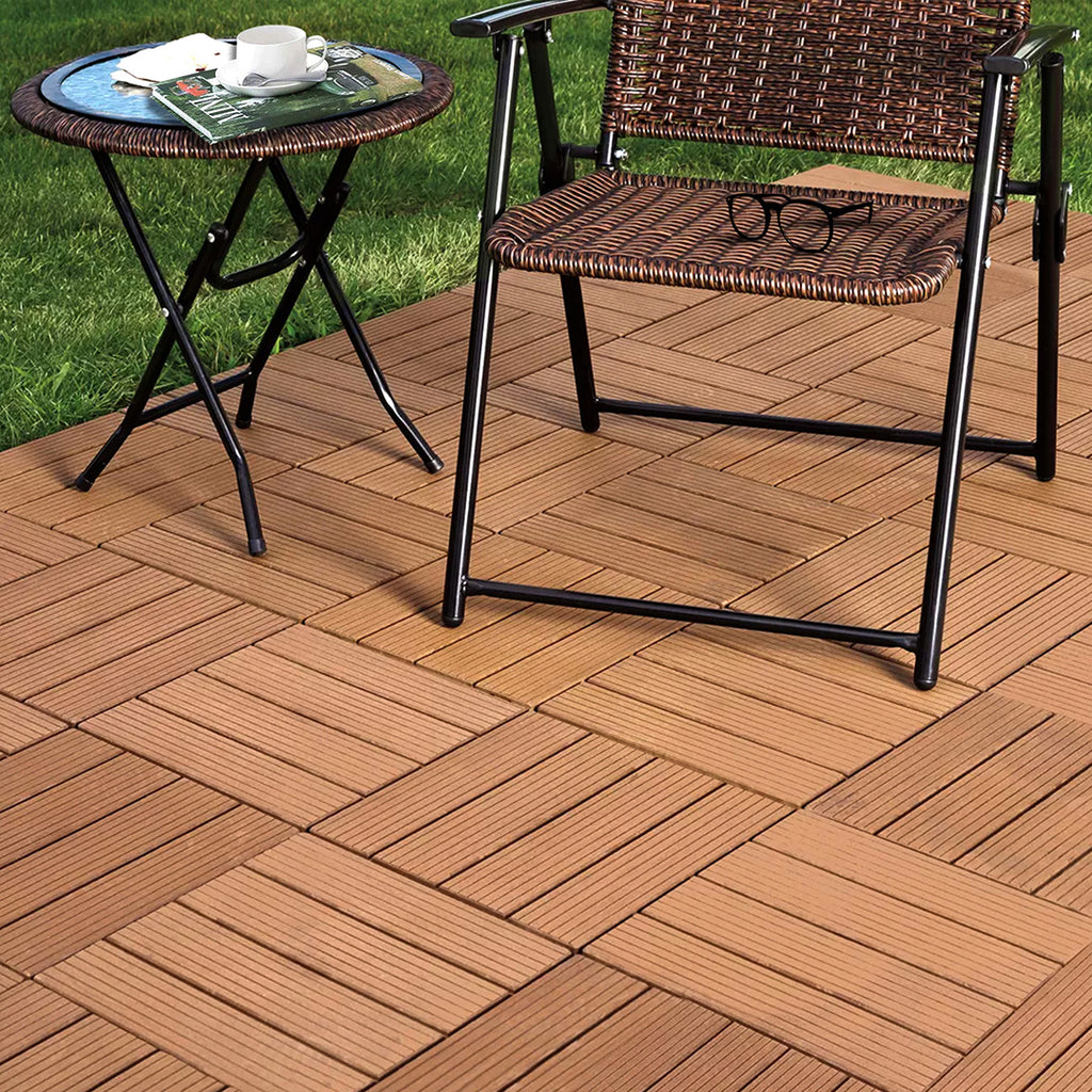 Coffee DIY Wooden Composite Decking Tiles  Set of 11