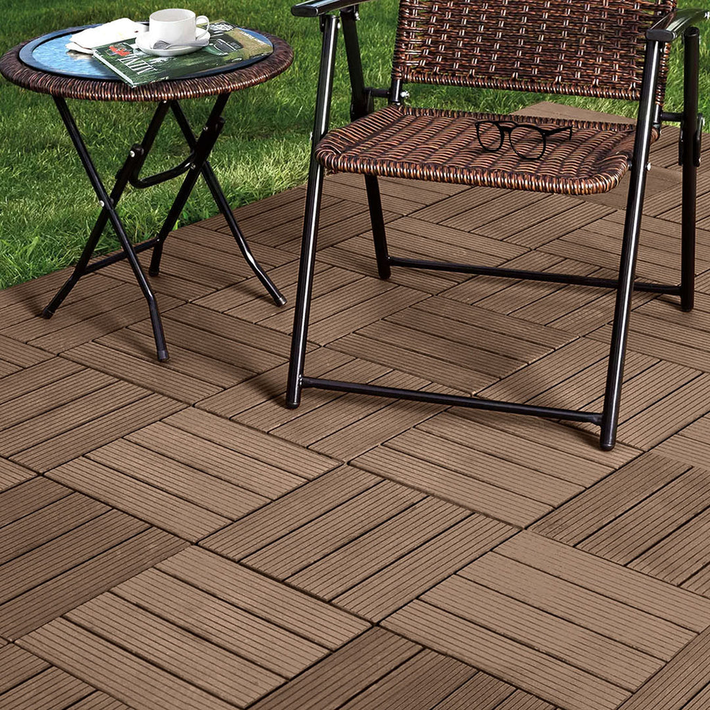 Dark Chocolate DIY Wooden Composite Decking Tiles  Set of 11