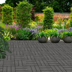 Dark Grey DIY Wooden Composite Decking Tiles  Set of 11
