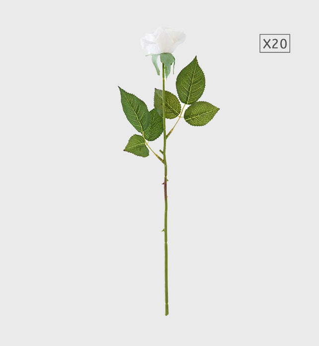 20pcs Artificial Silk Rose Bouquet White