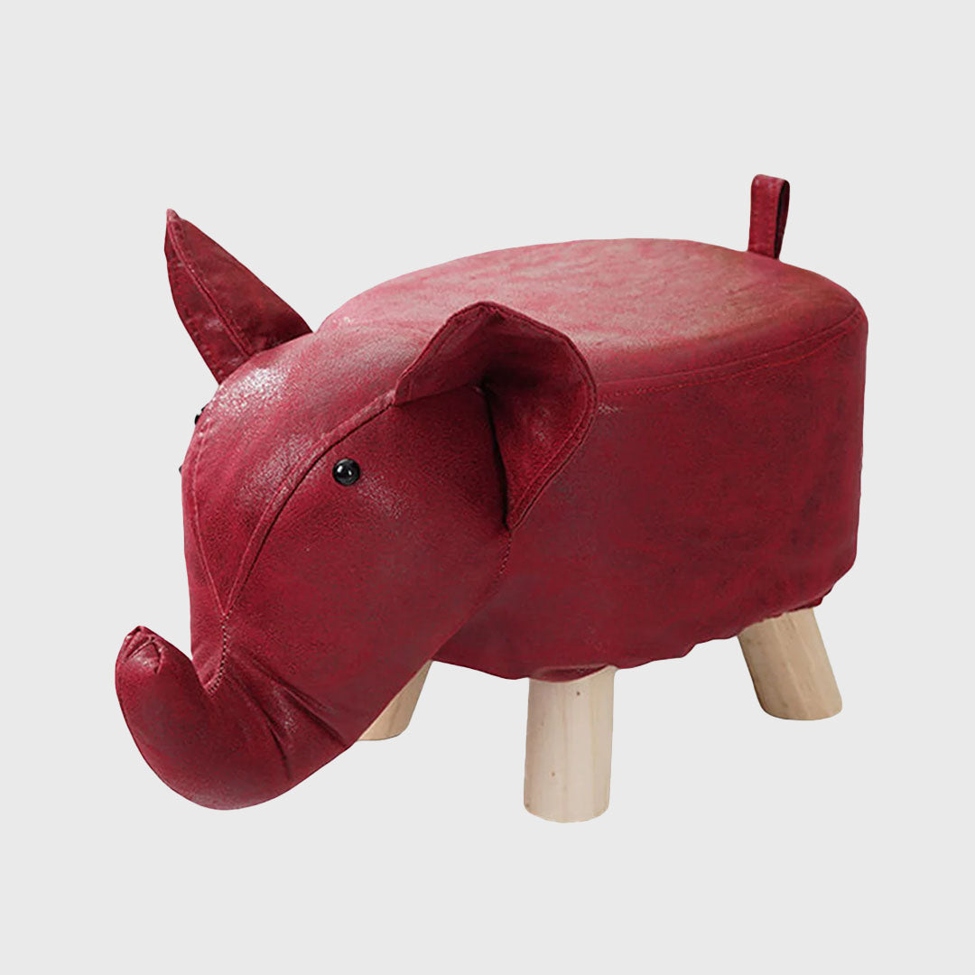 Red Kids Ottoman Stool Elephant Character Bench Seat