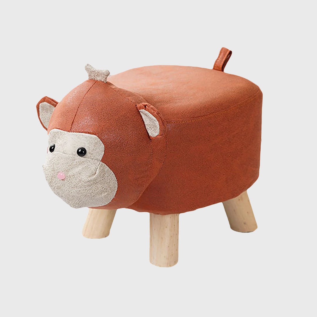 Orange Kids Ottoman Stool Monkey Character Bench Seat