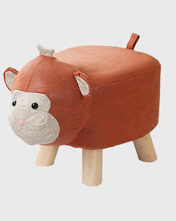 Orange Kids Ottoman Stool Monkey Character Bench Seat