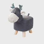 Grey Kids Ottoman Stool Deer Character Bench Seat