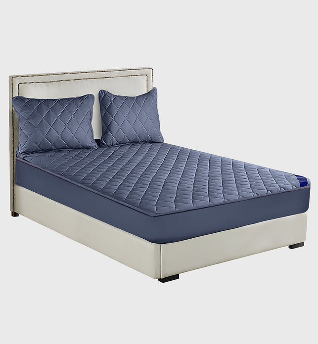 138cm Blue Wide Cross-Hatch Mattress Cover