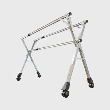 2.4m Portable Standing Clothes Drying Rack with Wheels