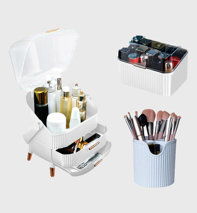 White Cosmetic Jewelry Storage Organiser Set