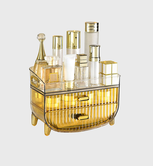 3 Tier Golden Yellow Multifunctional Countertop Cosmetic Storage Organiser