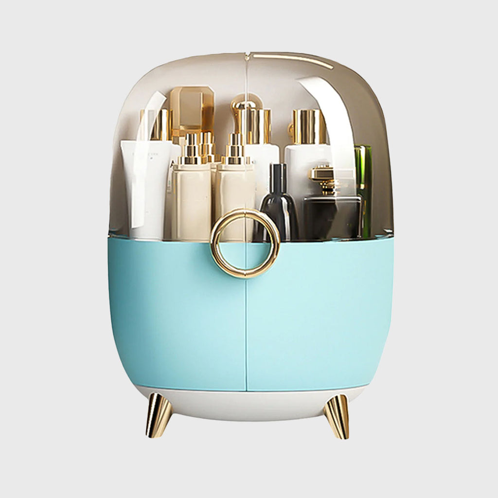 Blue Transparent Countertop Cosmetic Storage