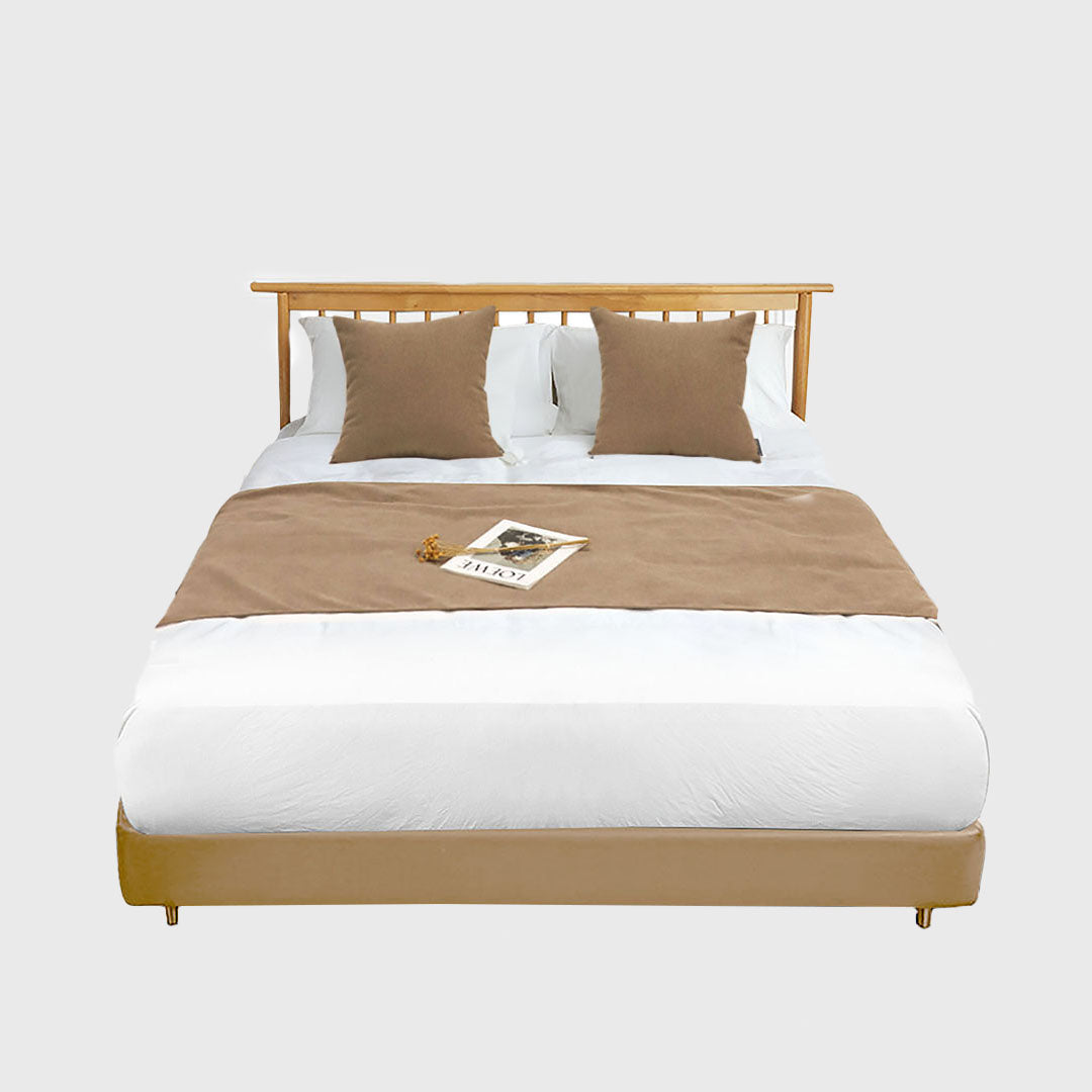 1.5m Bed Light Brown Vintage Scarf Runner Bedding Tail Pad Flag Set of 3