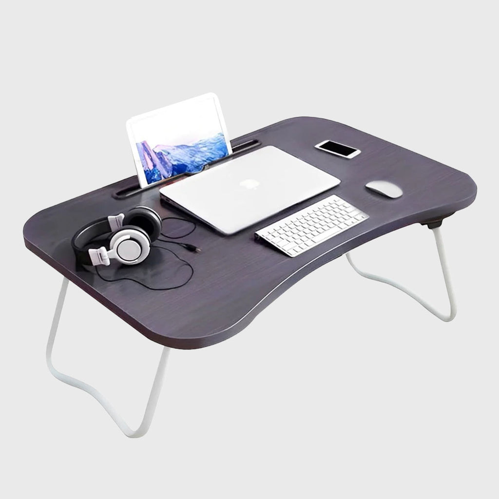 Black Foldable Study Bed Table Adjustable Portable Desk Stand With Notebook Holder