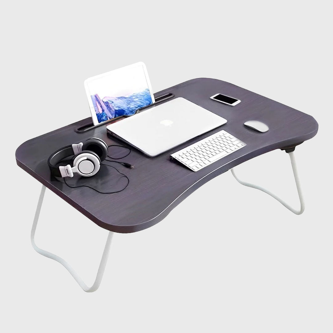 Black Foldable Study Bed Table Adjustable Portable Desk Stand With Notebook Holder