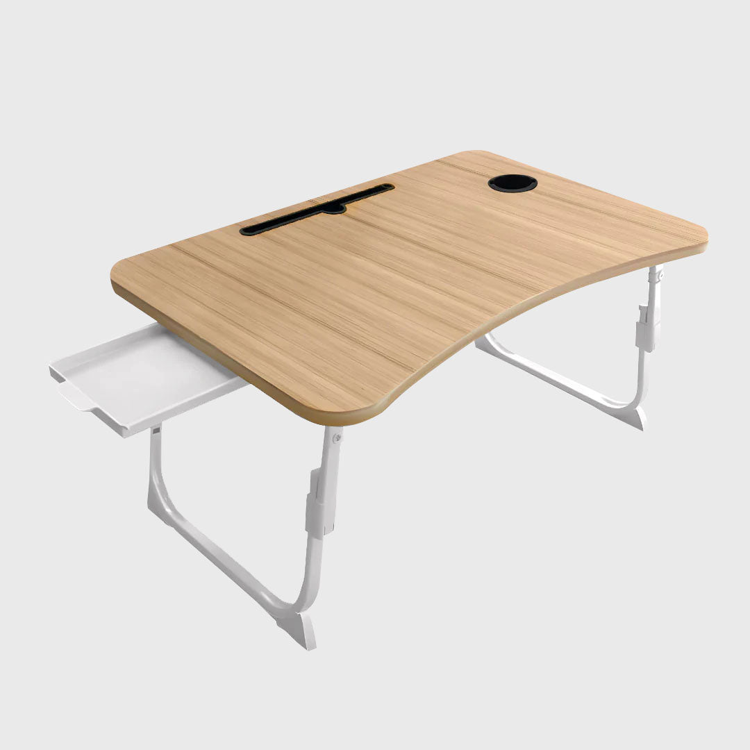 Oak Portable Bed Table With Cup-Holder