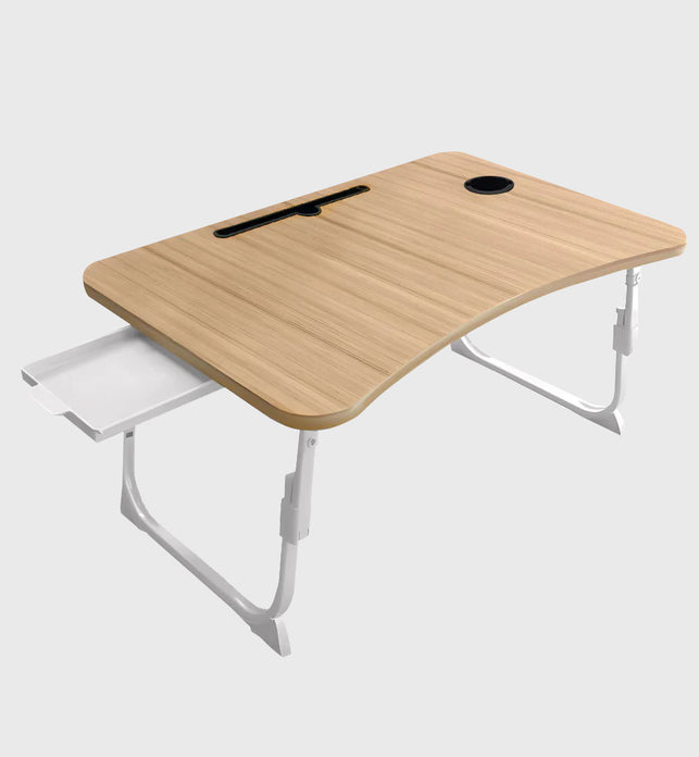 Oak Portable Bed Table With Cup-Holder