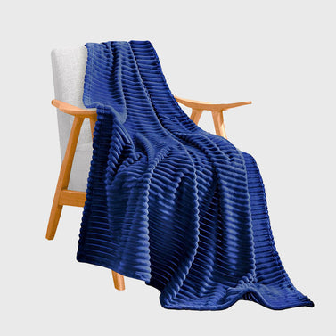Blue Throw Blanket Warm Cozy Striped Pattern Thin Flannel Coverlet