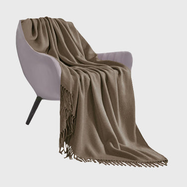 Coffee Acrylic Knitted Throw Blanket