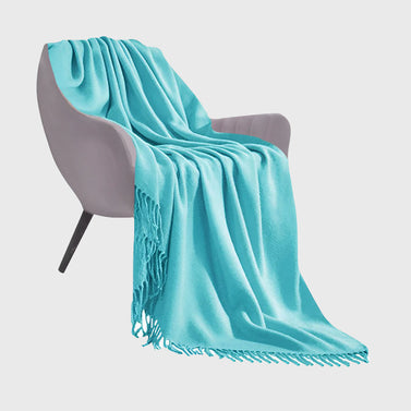 Teal Acrylic Knitted Throw Blanket
