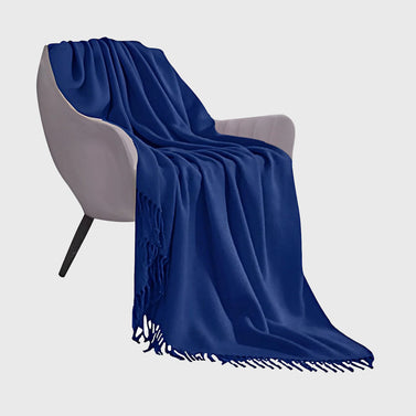 Royal Blue Acrylic Knitted Throw Blanket