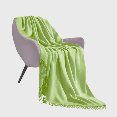 Green Acrylic Knitted Throw Blanket