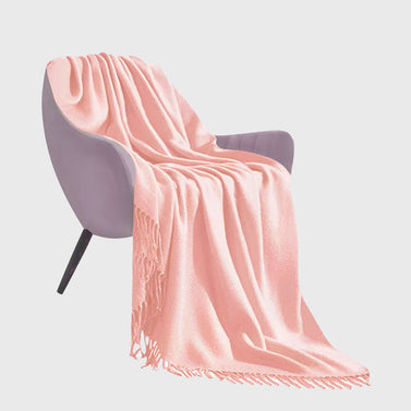 Pink Acrylic Knitted Throw Blanket