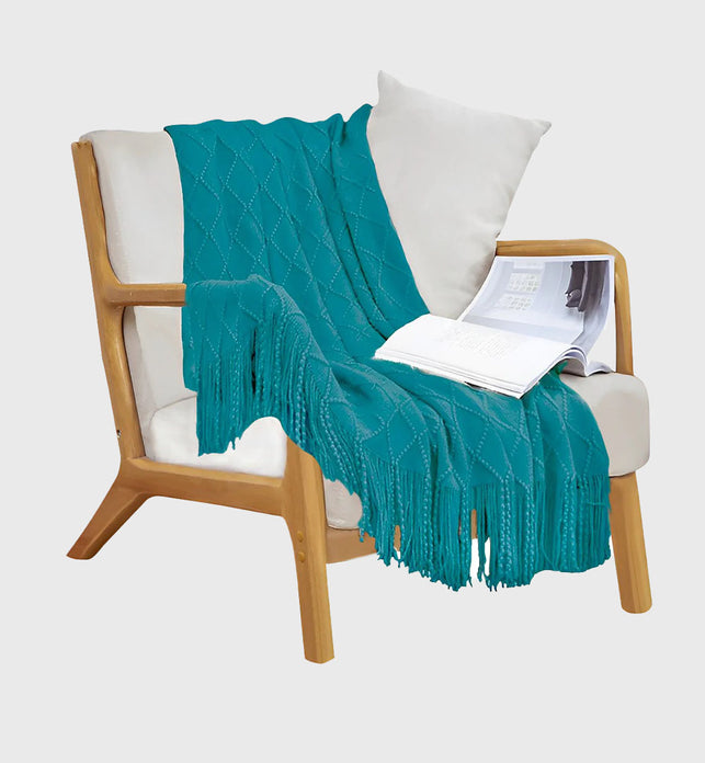 Teal Diamond Pattern Throw Blanket