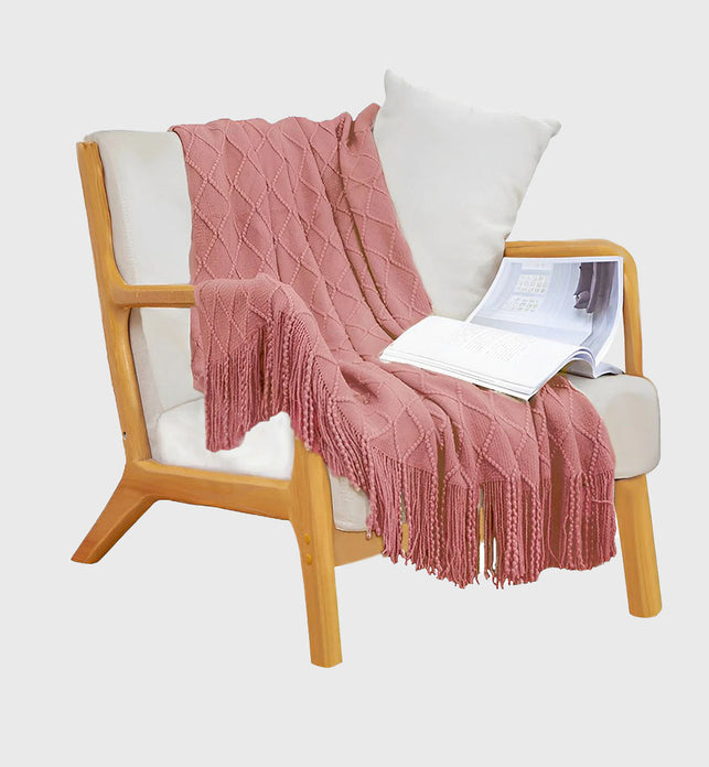 Pink Diamond Pattern Throw Blanket