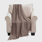 Coffee Textured Knitted Throw Blanket