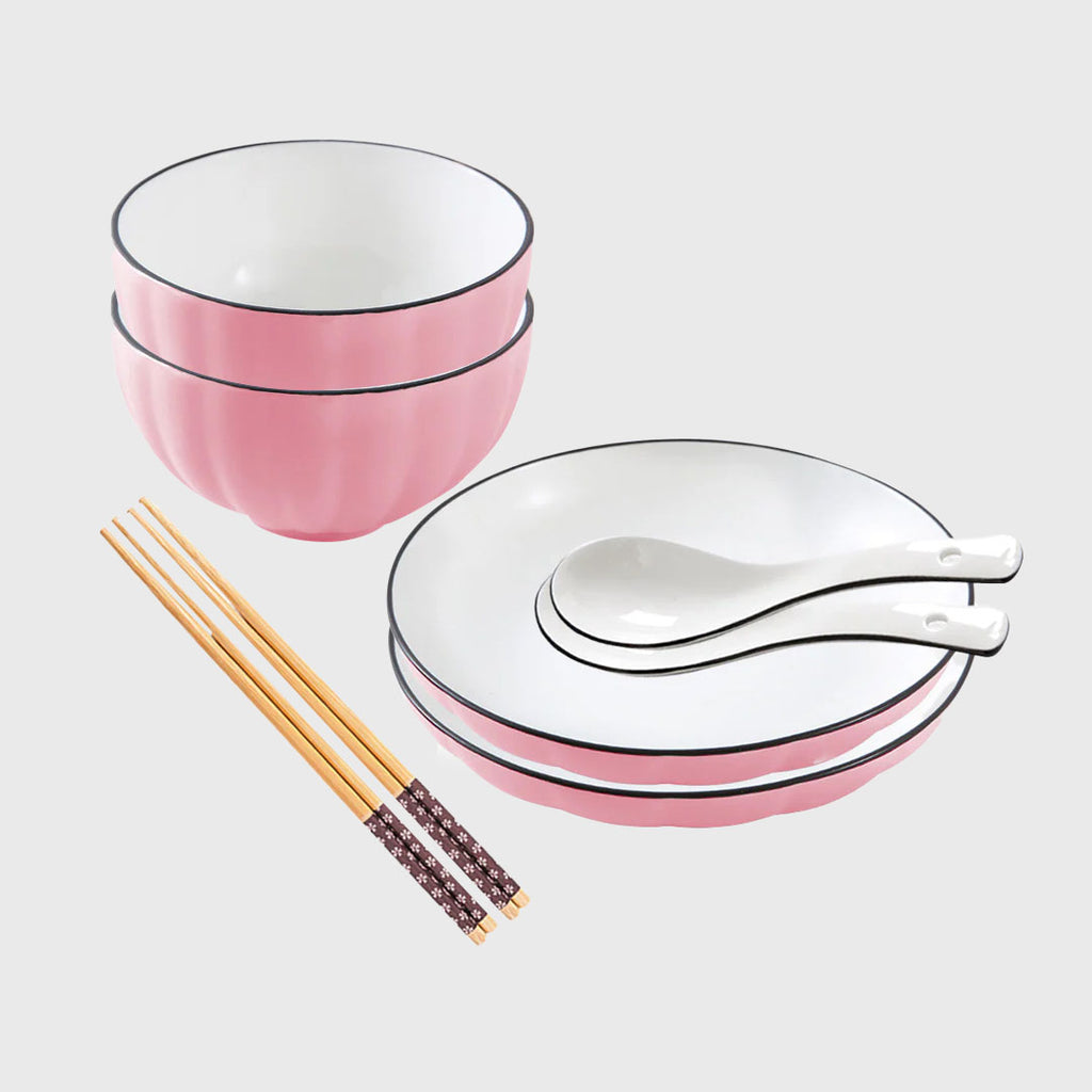Pink Ceramic Dinnerware Set of 4