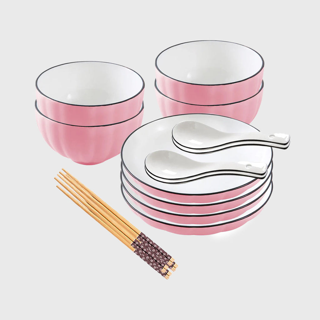 Pink Ceramic Dinnerware Set of 8