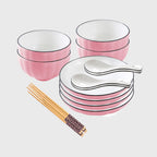 Pink Ceramic Dinnerware Set of 8